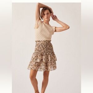 Anthropologie Current Air Ruffle Crewneck MiniSweater Dress